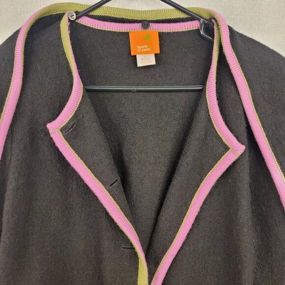 Hearts of Palm Womens Wool Cardigan Coat Detachable Scarf Fringe Trim Large - Picture 2 of 8